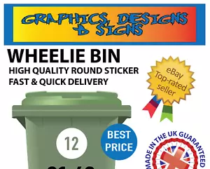 ROUND NUMBER STICKER WITH ANY NUMBER FOR WHEELIE BINS DOORS WINDOWS VAN CAR HOME - Picture 1 of 2