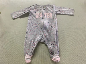 Carter's “Little Sister" Zip Up One Piece Sleeper Pajamas PJs 3m - Picture 1 of 5
