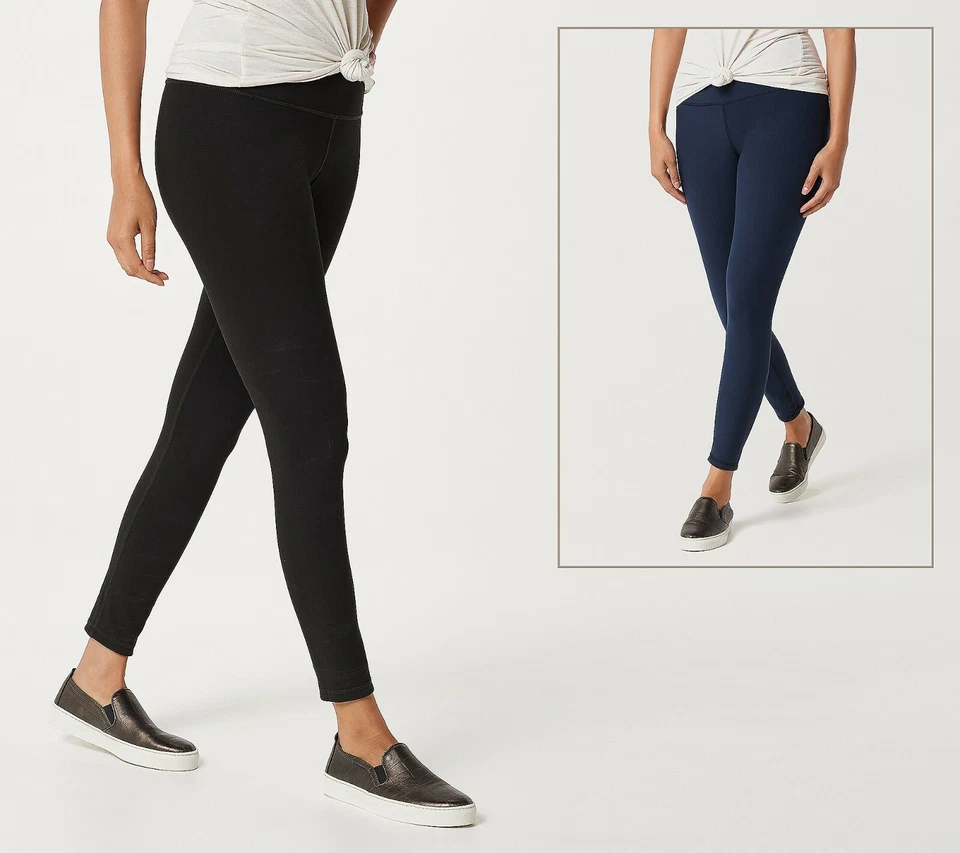Mujer con Control Regular Reversible Sin Costura Lateral Leggings Negro/Azul Marino L A384086 Foto 1 de 4