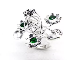 925 Sterling Silver Peridot Gemstone Jewelry Ring (US) Size-7.50 - Picture 1 of 9