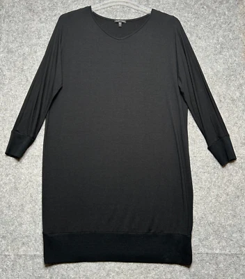 Eileen Fisher 连衣裙女式中号黑色灯笼形舒适弹力美国经典 — 第 1/4 张图片