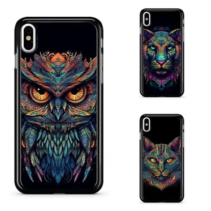 Plastic Case For Apple iPhone 12 13 14 15 16 Pro Max Trippy tiger cat owl - Picture 1 of 25
