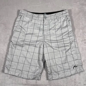 Rusty Shorts Mens 30 Waist Gray Plaid Hybrid Casual Beach Swim Surf 9 Inseam - Picture 1 of 11