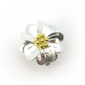 Juego de palancas de broche de flor de plata de ley con broche magnético medio chapado en oro  - Imagen 1 de 5