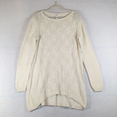 Suéter minimalista ligero Sundance para mujer marfil de alpaca y lana de cordero talla L Foto 1 de 4