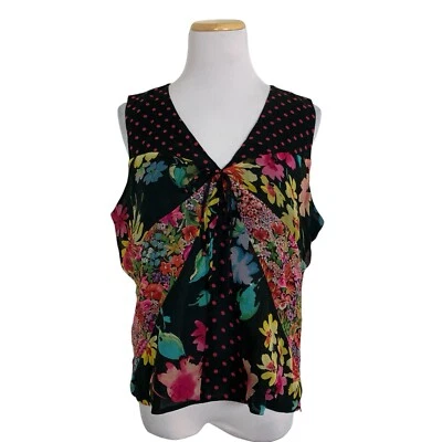 Женский многоцветный топ Spenser Jeremy из 100% шелка L пэчворк веселое красочное искусство - Изображение 1 из 4