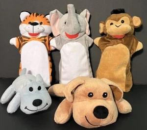 Melissa und Doug Menge 5 Handpuppen Zoo Affe Tiger Elefant Hund Plüsch Tierarzt - Bild 1 von 9