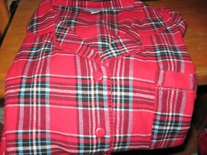 WOMENS FLANNEL PAJAMAS SIZE XLARGE RED PLAID HOLIDAY CHRISTMAS 2 PC SET NEW - Picture 1 of 8