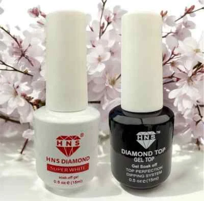 Tapa de gel HNS Diamond Soak Off y súper blanca 15 ml - 0,5 fl oz Foto 1 de 4