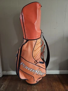 Vintage POWERBILT extra Large Orange 10 1/2" Golf Bag w Snap Travel Cover - Picture 1 of 16