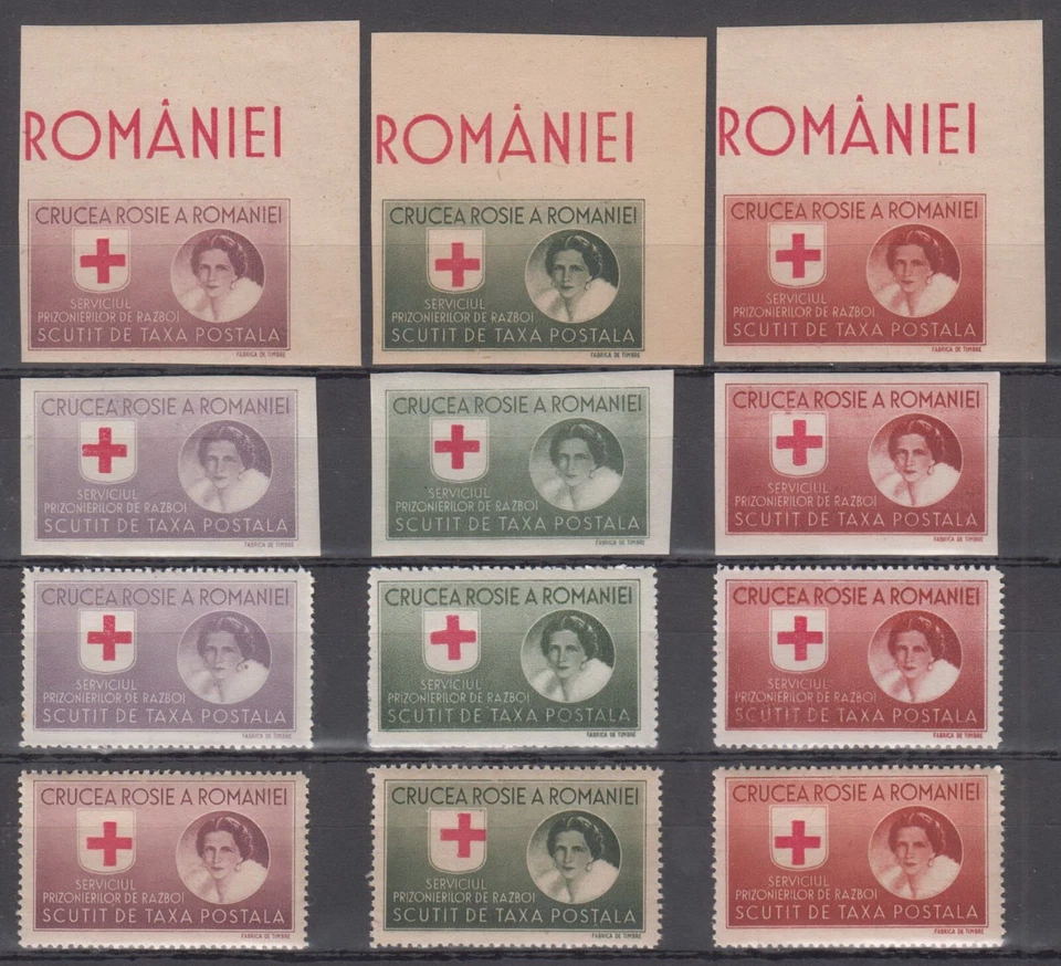 6. Romania 1946 Queen Mother & Red Cross perforated & imperforated selection - Image 1 of 1