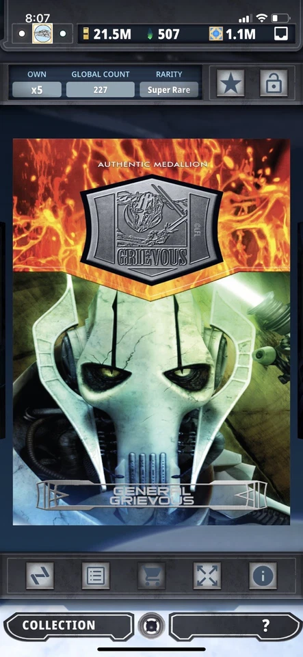 Topps Star Wars Digital Card Trader Silver General Grievous Medallion Insert - Image 1 of 1