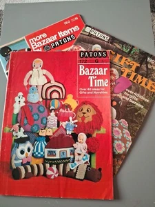 3 Vintage PATONS Bazaar & Gift Knitting Patterns Used See Photos - Picture 1 of 10