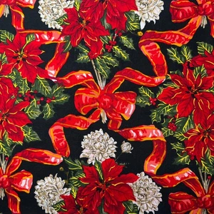 Alexander Henry Vintage Poinsettia Floral Ribbon Cotton Quilt Fabric Craft #389 - Picture 1 of 3