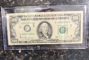 One Hundred Dollar Federal Reserve Note 1990, Ser. No. C14002240A ( Hard Case ) - Picture 1 of 7