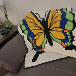 Manta de ganchillo afgana mariposa gráfica de colección diseño mod de mediados de centavo mariposa 50×42 - Imagen 1 de 6