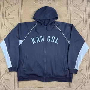 Sudadera con capucha vintage Kangol años 90 azul marino deletreada con cremallera talla XXL - Imagen 1 de 5
