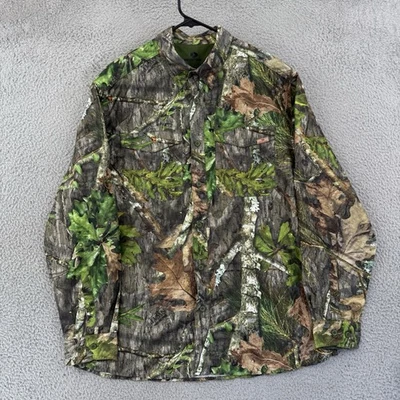 Mossy Oak Shirt Mens Large Obsession Turkey Hunting Camo Button Vented Outdoor - Image 1 of 4