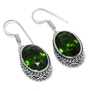 Peridot Gemstone 925 Sterling Silver Gift Jewelry Earring 1.42" X-Mas Gift k391 - Picture 1 of 3