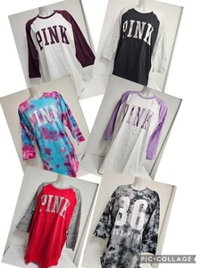 Camiseta de béisbol Victoria's Secret rosa campus mangas 3/4 - Imagen 1 de 15