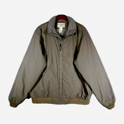 Chaqueta Bomber L.L Bean Para Hombre L Calentamiento Forrada de Vellón Aislante Cremallera Completa Verde Foto 1 de 4