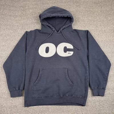 Quiksilver OC Sudadera con Capucha Para Hombres Pequeña Azul Marino Pullover Sudadera Logo Ropa de Surf Y2K Foto 1 de 4