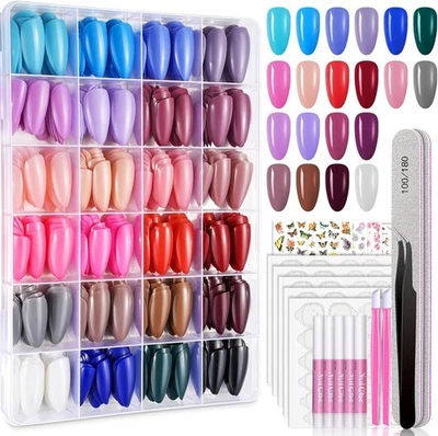 720PCS Almond Press on Nails Medium, MORGLES 24 Colors False Nails with Glue, Ad
