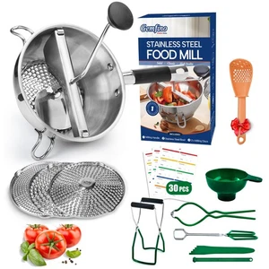 Molino de alimentos de acero inoxidable con 3 discos de molienda y suministros completos de enlatado... - Imagen 1 de 9