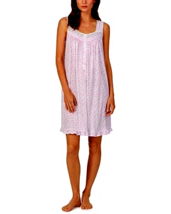 Camisón corto tejido jersey modal/spandex sin mangas floral rosa Eileen West L - Imagen 1 de 4