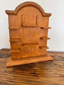 Vintage Miniature Display Shelf – 10" Tall Wood-Look Stand with 8 Tiered Ledges - Picture 1 of 10