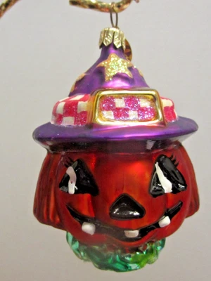Radko Jackie Jack O' Lantern JR Pumpkin Head Witch Wizard Hat Halloween Ornament - Image 1 of 4