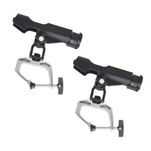 2 Fishing Rod Holder 360º Rotatable Side Rails G Clamp on Rail 0-5cm Kayak Boat - Picture 1 of 6