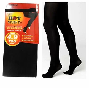 LADIES WOMEN THERMAL LEGGINGS FLEECE LINED WINTER THICK BLACK 4.9 TOG RATED S-XL - Picture 1 of 6