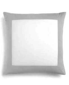 Charter Club Damask Designs Colorblock Cotton Pillow Sham - EURO - White / Dove - Picture 1 of 6