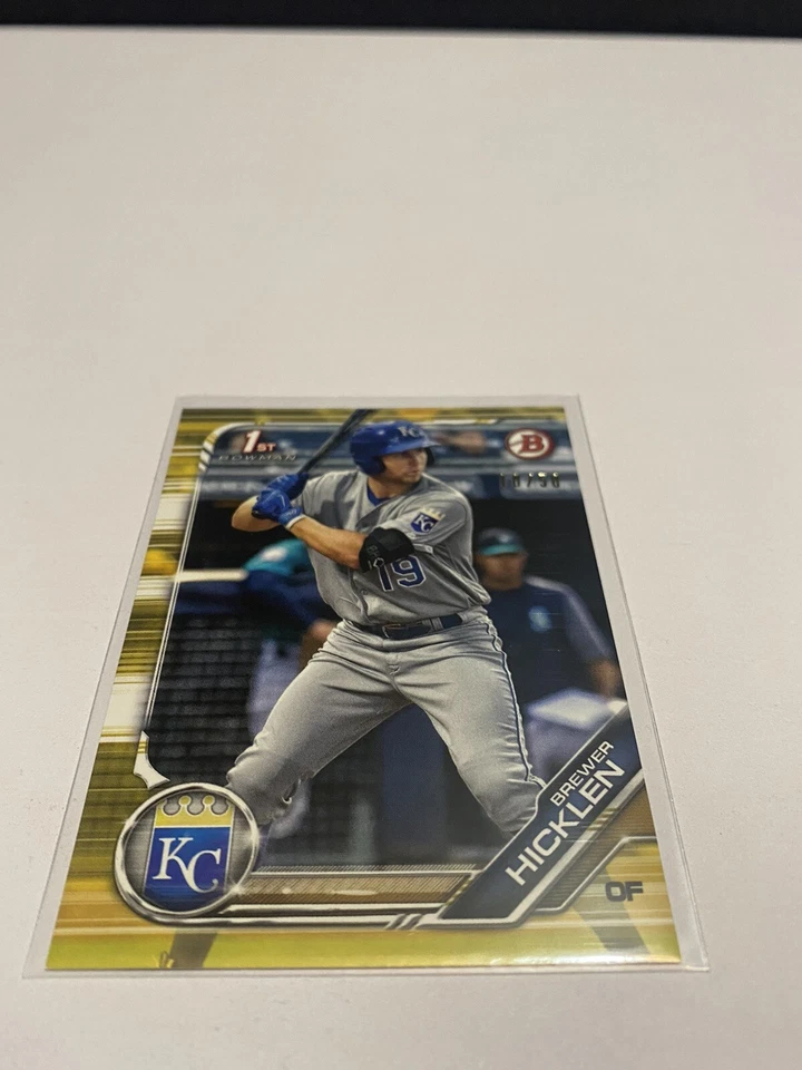 2019 1st Bowman Brewer Hicklen Gold Parallel /50 KC Royals BP-72 - Image 1 of 4