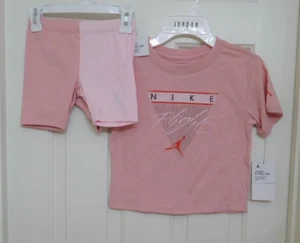 NWT 2pc Nike Jordan Flight Pink Top & Bike Shorts Set sz 5 6 or 6X - Picture 1 of 1