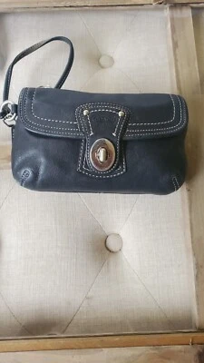 Подлинный тренер наследие емкости черный кожаный кошелек с ремешком - замок карман молнии Топ - Изображение 1 из 4