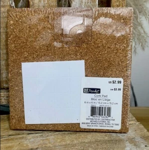 Market Cork Pad tiles, 6” x 6”, with self-stick pads foam tape New Pack of 4 - Picture 1 of 2