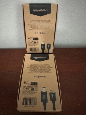 Micro USB  USB A 3.0 Charger Cable 4.8Gbps High Speed Gold Black X 2 Sealed New - Image 1 of 4