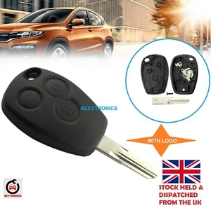 3 BUTTON KEY FOB WITH BLADE VAC102 FOR RENAULT CLIO MODUS LAGUNA MEGANE + LOGO - Picture 1 of 4