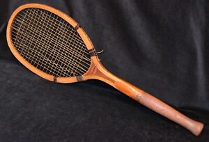 Antique Wood 1920 Draper & Maynard POCHAHONTAS Tennis Racket Bulbous Grip