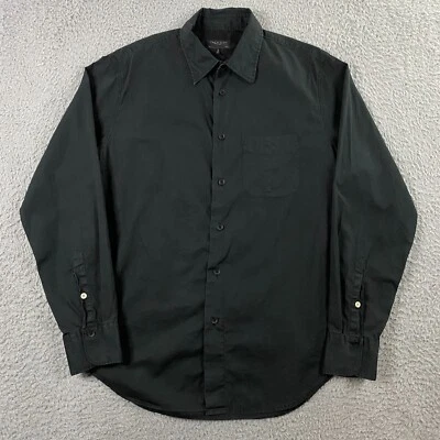 Рубашка мужская Rag and Bone Fit 3 небольшая на пуговицах с длинным рукавом однотонная черная хлопковая - Изображение 1 из 4