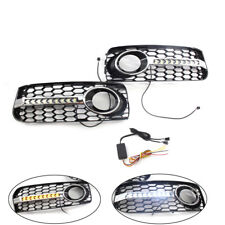 2X Flowing LED Bumper Grille Fog Light Turn Signal DRL For 08-12 Audi S5 B8 AS