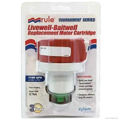 Rule 1100 GPH Livewell-Baitwell Replacement Motor Cartridge 47DR 12VDC Boat Pump - Image 1 of 3