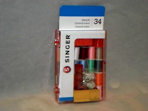 Singer Sewing Kit Storage Box 34 PC Set Thread Needle Scissors Travel Kit A27 - Picture 1 of 3