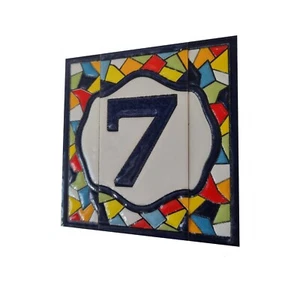 Mosaic Hand-painted Ceramic Number and Letter Tiles 11 x 5.5 cm - Picture 1 of 33