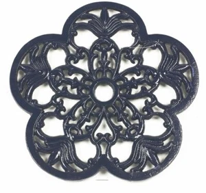Blue Heavy Duty Cast Iron Petal Shaped Kitchen Trivet - Picture 1 of 1