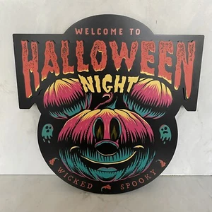 Disney Store Mickey Mouse beleuchtet Willkommen in Halloween Nacht hängende Plakette - Bild 1 von 9