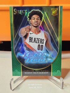 Scoot Henderson 2023-24 Select RC #7 Green Neon Icon Green Prizm Rookie - Bild 1 von 4