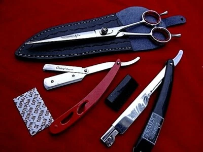 Money Back Warranty 8" Hairdressing Barber Scissors/Japanese Steel+ 2 x Razors - Image 1 of 4